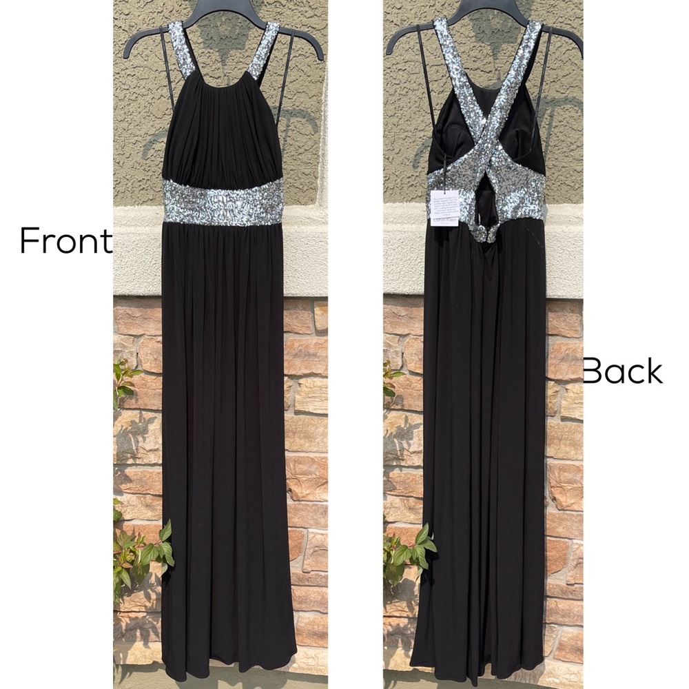 Black and silver evening gown